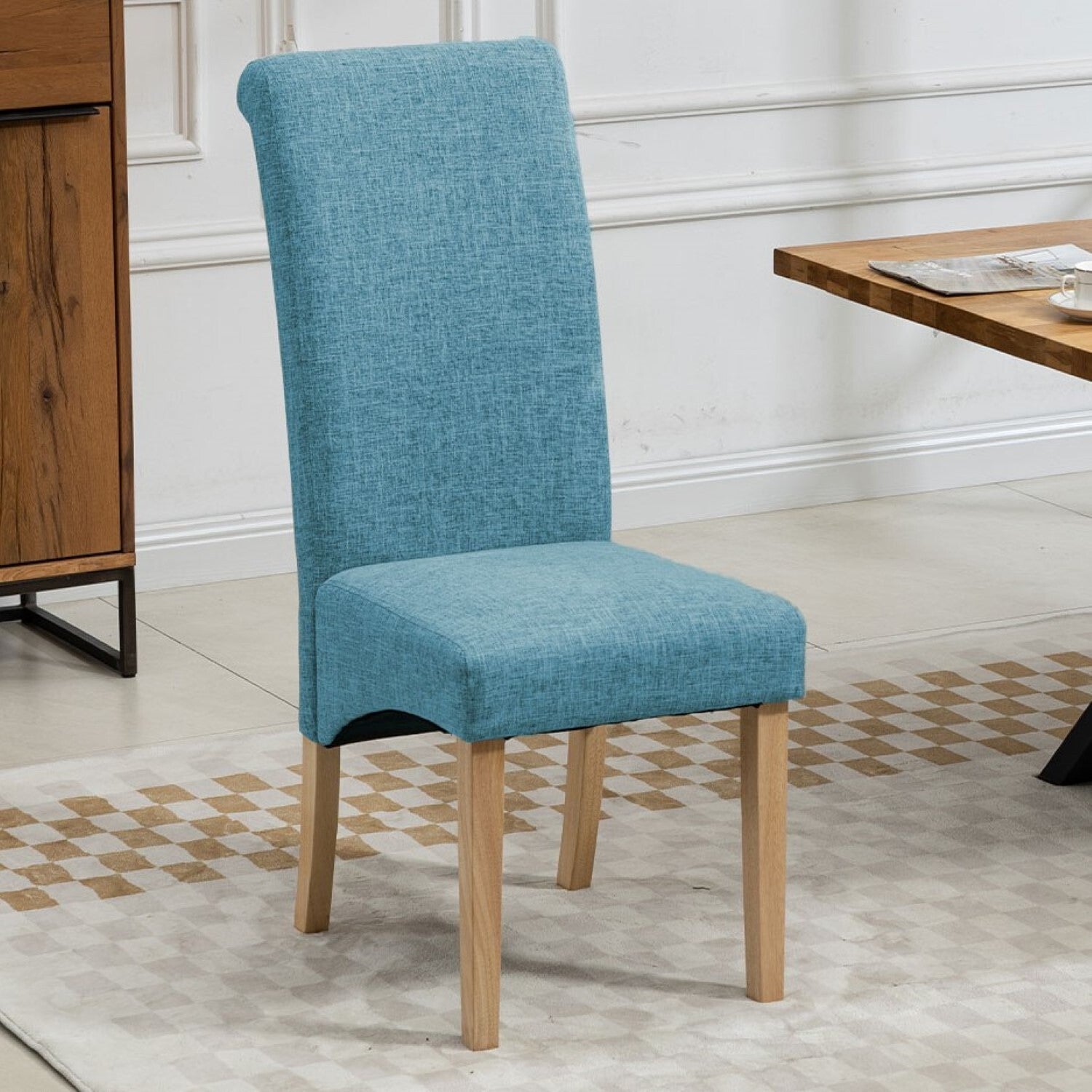 Set Of 2 Rimini Fabric Dining Chairs | Teal