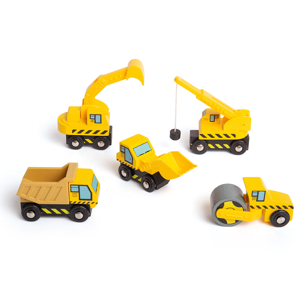 Construction Site Vehicle Set for Wooden Train Sets