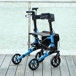 Folding Rollator Walker With Seat, Backrest, Bag, 4 Wheels | One Size | Blue