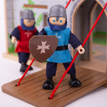 4 Wooden Medieval Knight Figures, 11cm Tall