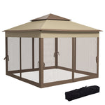 Garden Folding Tent Heavy Duty Pop Up Gazebo For Party | Brown
