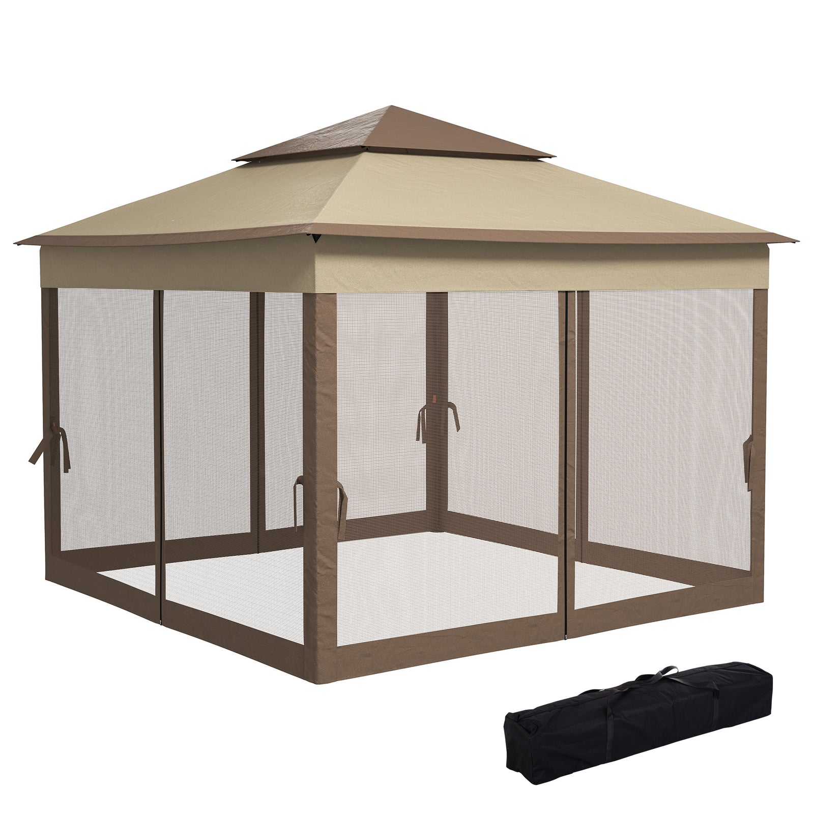 Garden Folding Tent Heavy Duty Pop Up Gazebo For Party | Brown