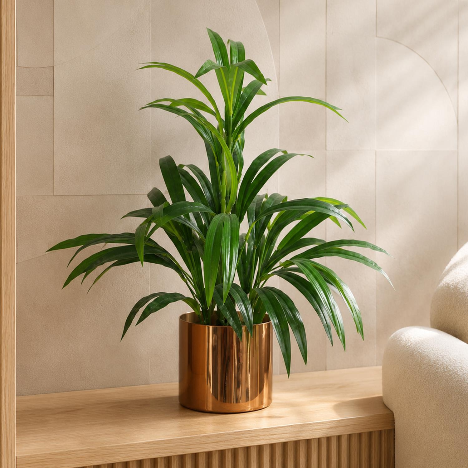 65cm Artificial Bamboo  Shrub With Brushed Copper Planter