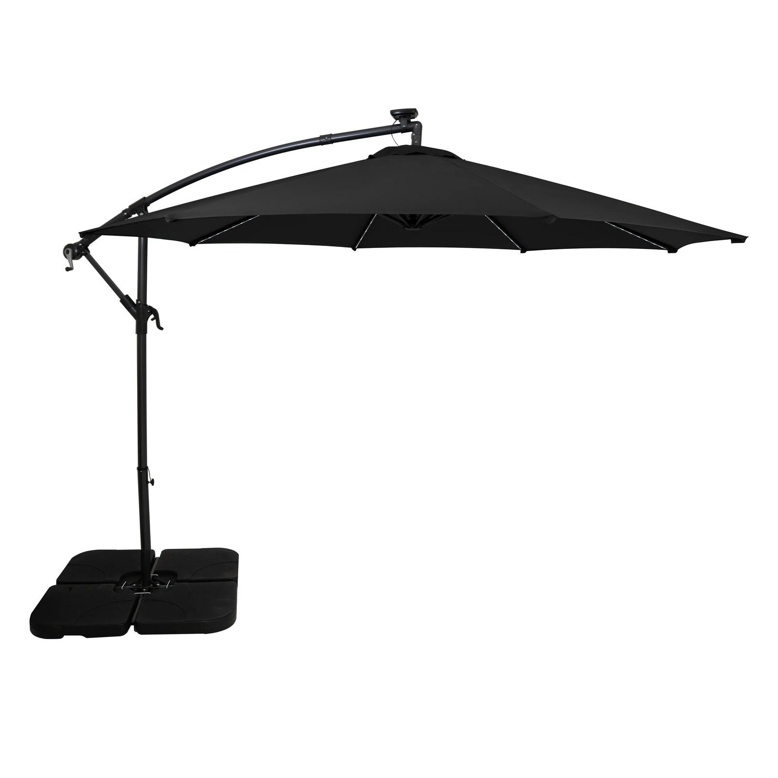 Led Cantilever Parasol 3m With Square Base | Black
