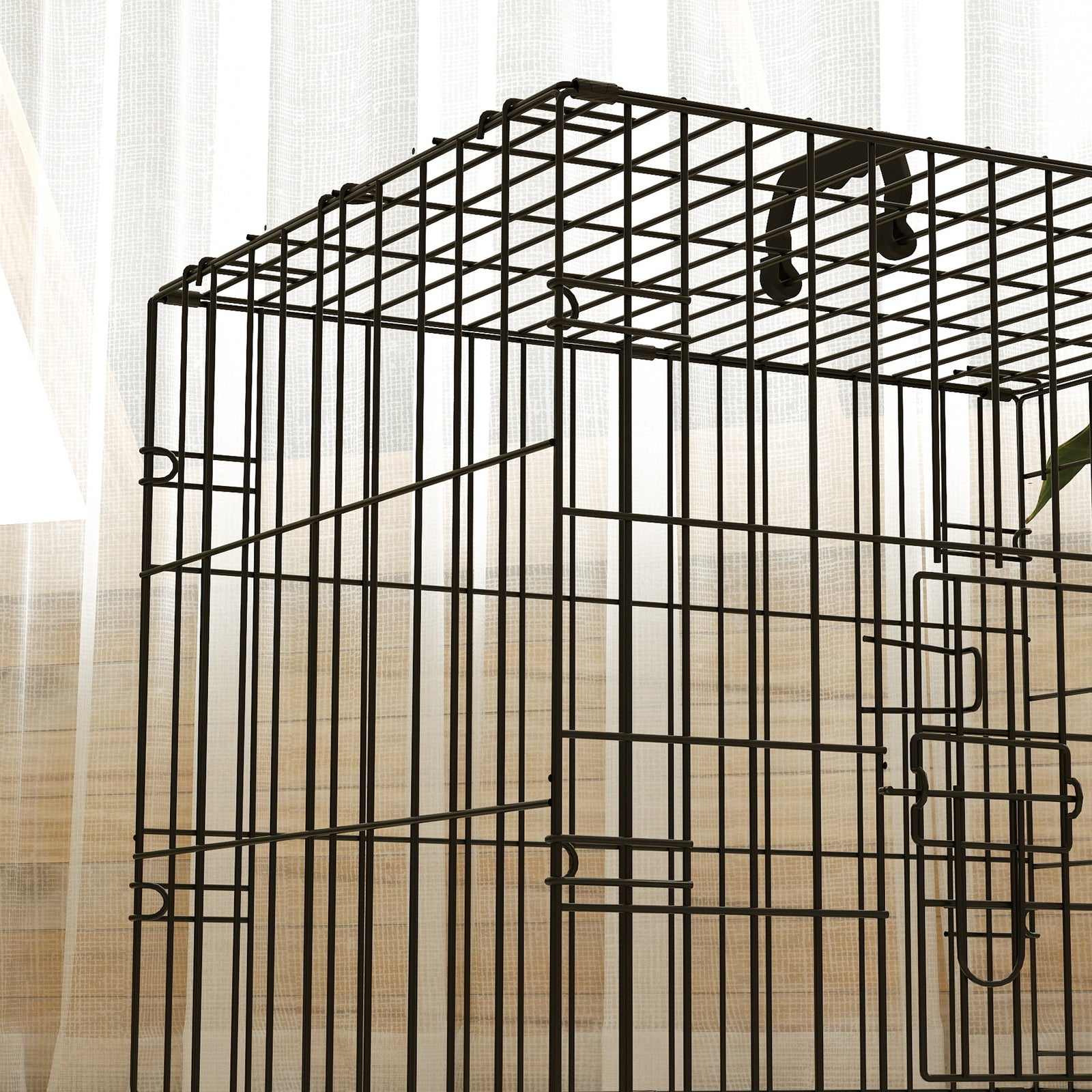 Pawhut Dog Crate With 2 Doors, Tray, Soft Cushion, For Extra Small Medium And Large Dogs | Black