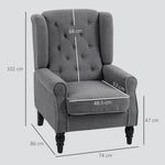 Accent Armchair Home Furniture Retro Tufted Club Wood | One Size | Charcoal Grey