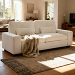 2-seater Chenille Upholstered Sofa With Pillows | Beige