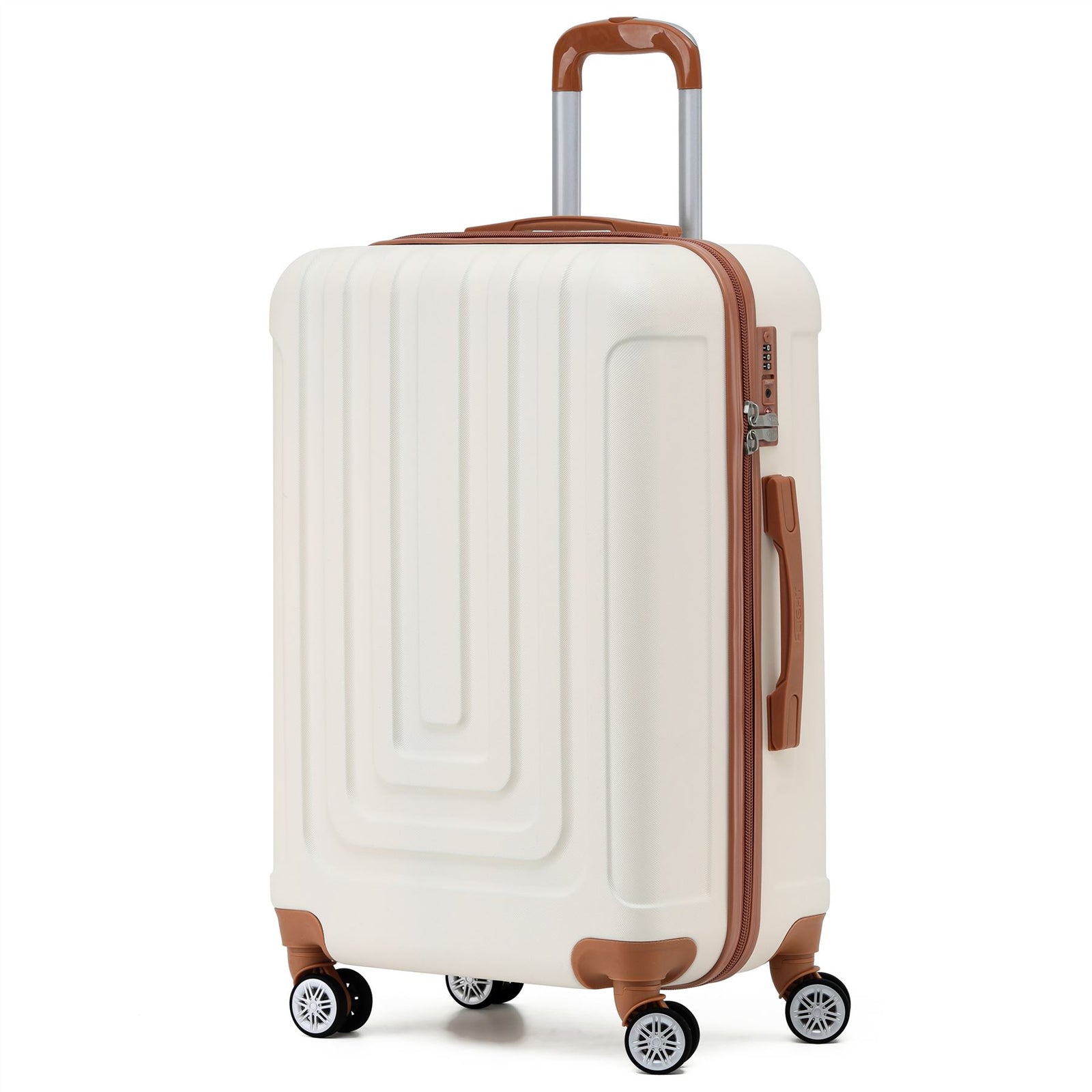 Medium 26" Hard Shell Check In Suitcase 8 Spinner Wheels Hold Luggage | Medium | Cream