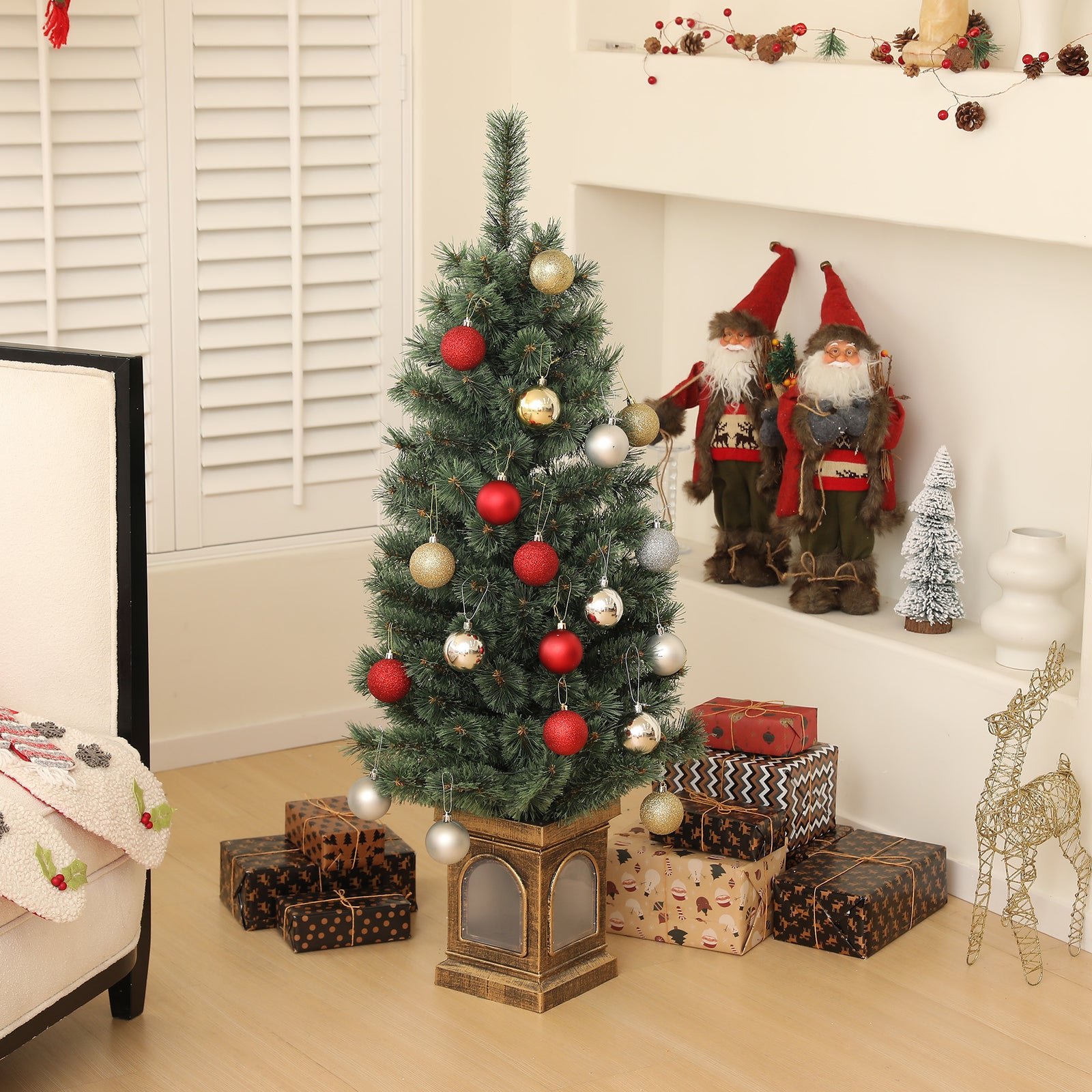 4ft Artificial Christmas Tree With 8 Modes And Remote