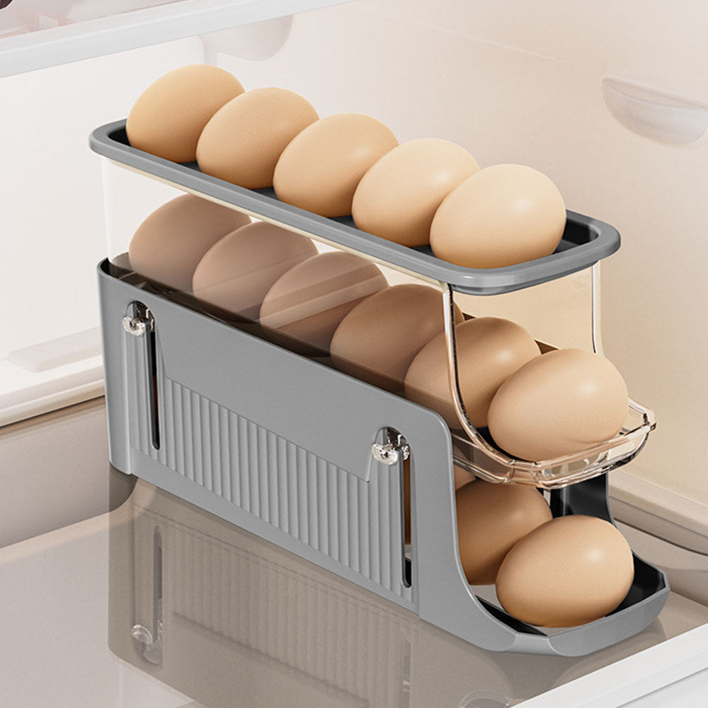 3-layer Expandable Scrolling Egg Holder Storage Rack | Gray