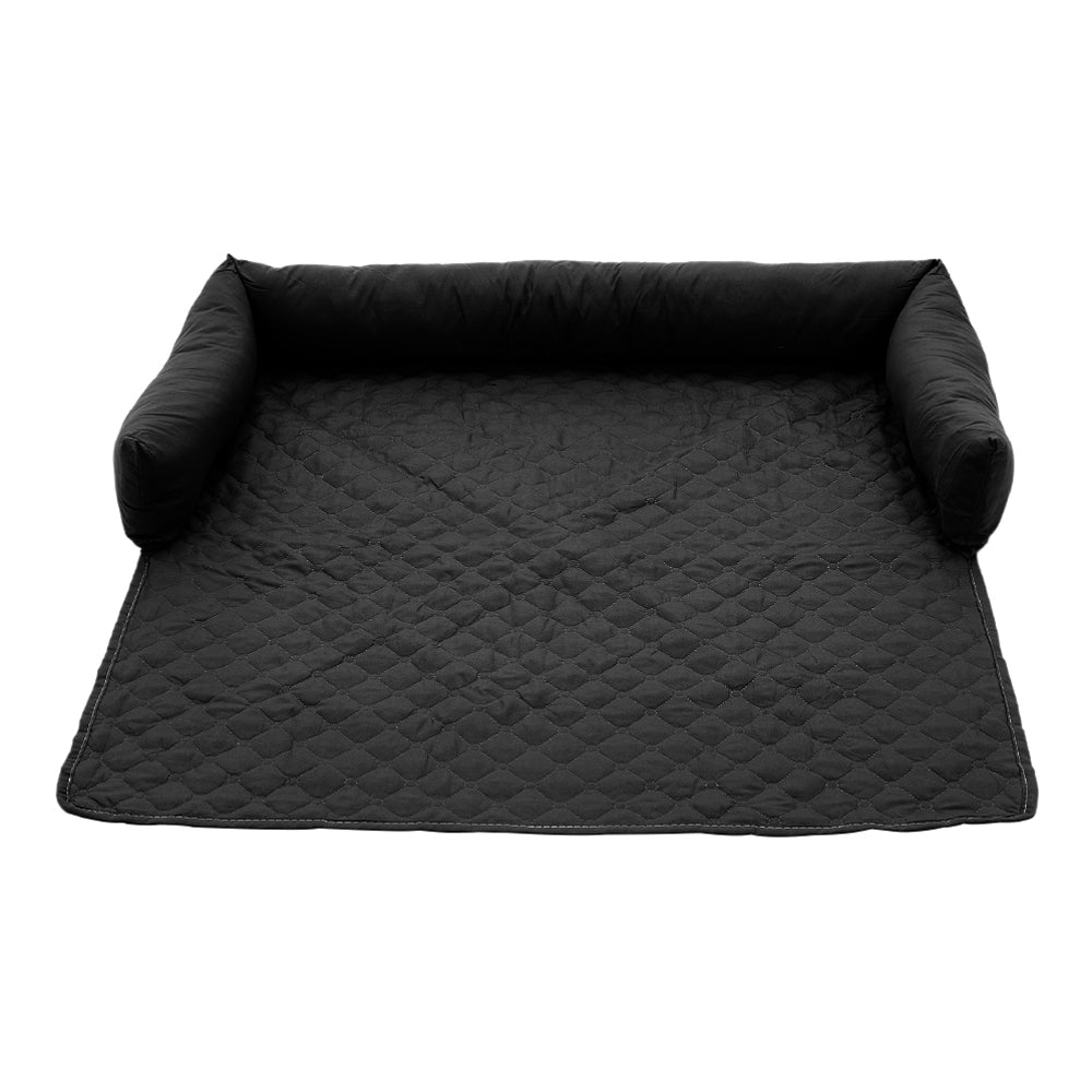 75x75cm Waterproof Pet Bed Furniture Protector Mat Dog Sofa Cover With Pillow | Black