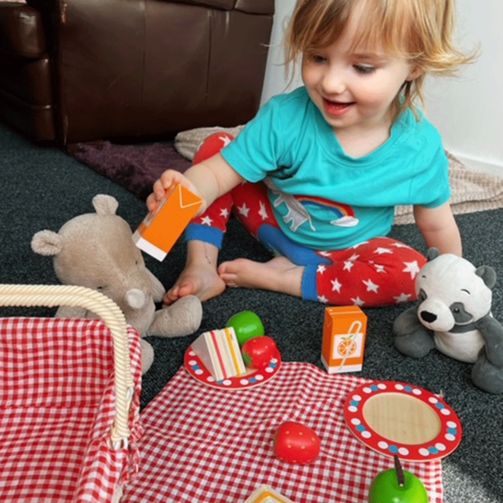 Wicker Picnic Basket, Complete With Blanket & Play Food