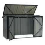 Outdoor Metal Garbage Storage Shed With Hinged Lid – Lockable Steel Trash Can Storage Cabinet For Garden & Patio