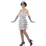 Flapper Costume, With Short Dress | Medium | Silver