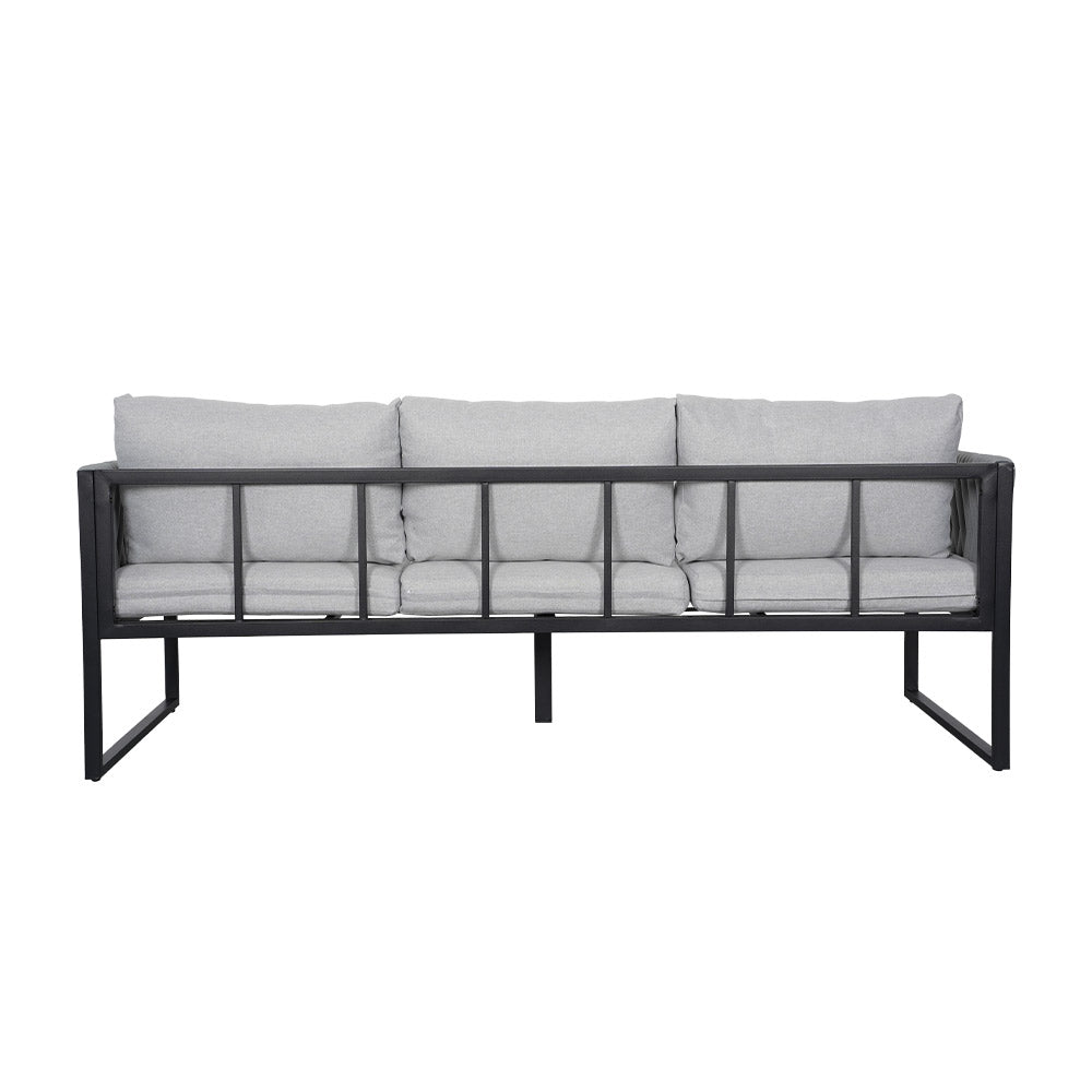 4-piece Garden Furniture Set With Sofa, 2 Armchairs & Table, Galvanised Steel Frame, Rope Weave Design, Weather-resistant Cushions | Light Grey