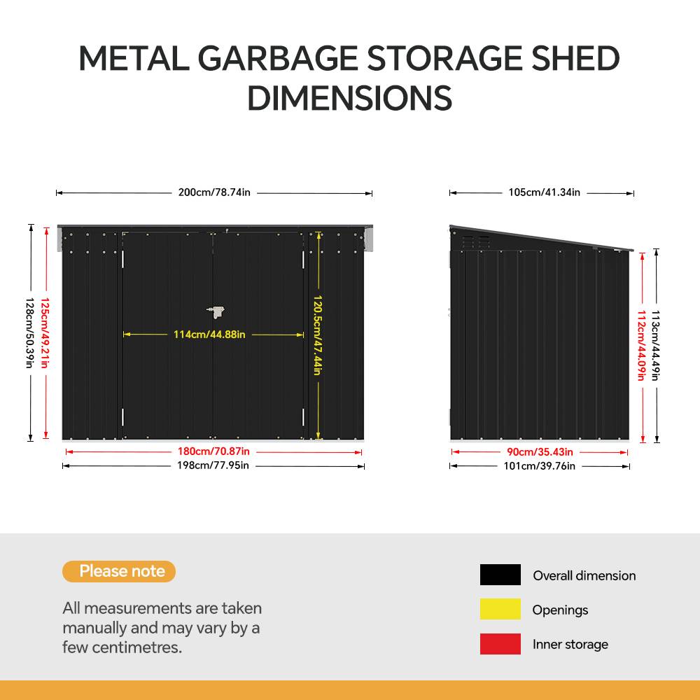 Outdoor Metal Garbage Storage Shed With Hinged Lid – Lockable Steel Trash Can Storage Cabinet For Garden & Patio