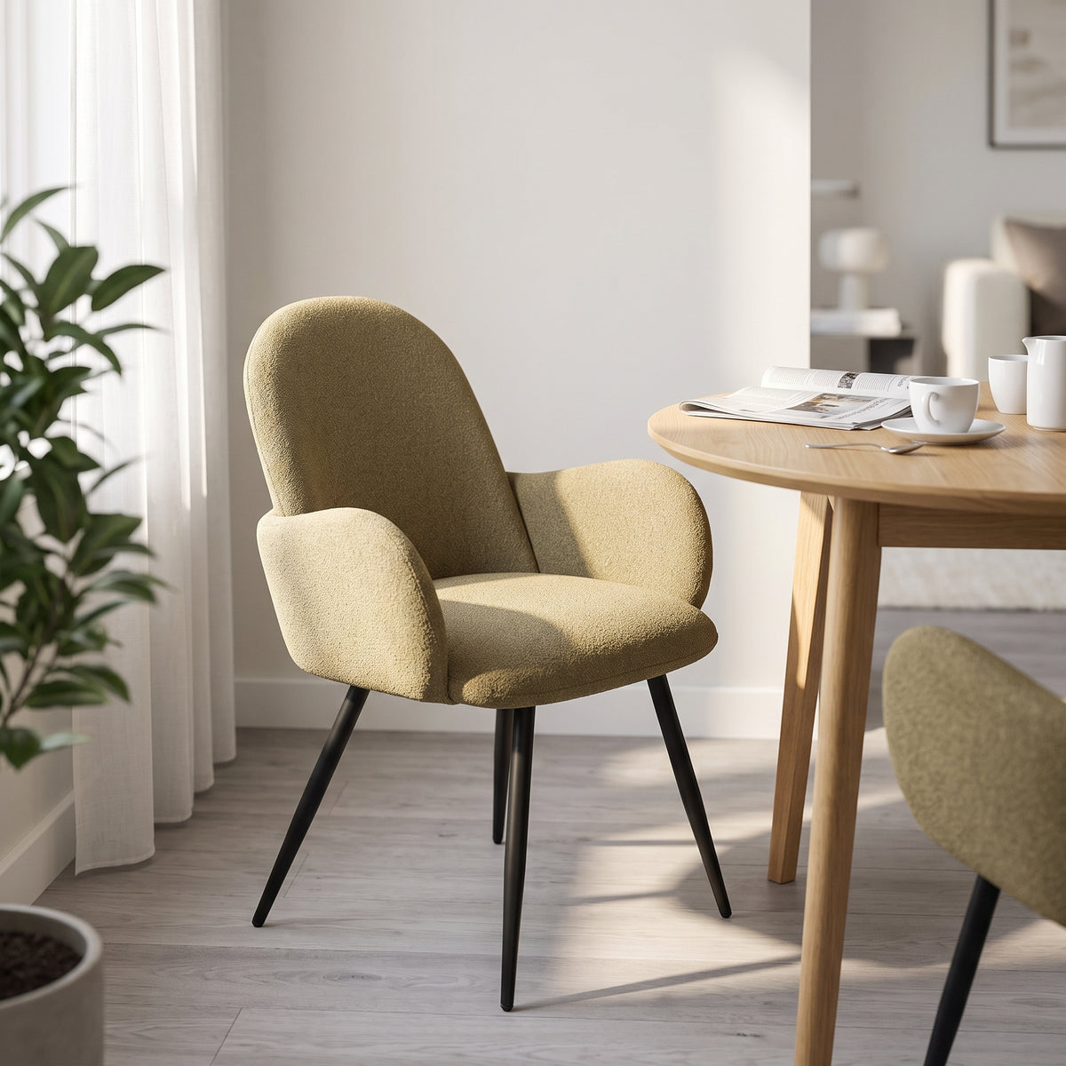 Breeins Set Of 2 Modern Linen Upholstered Dining Chairs