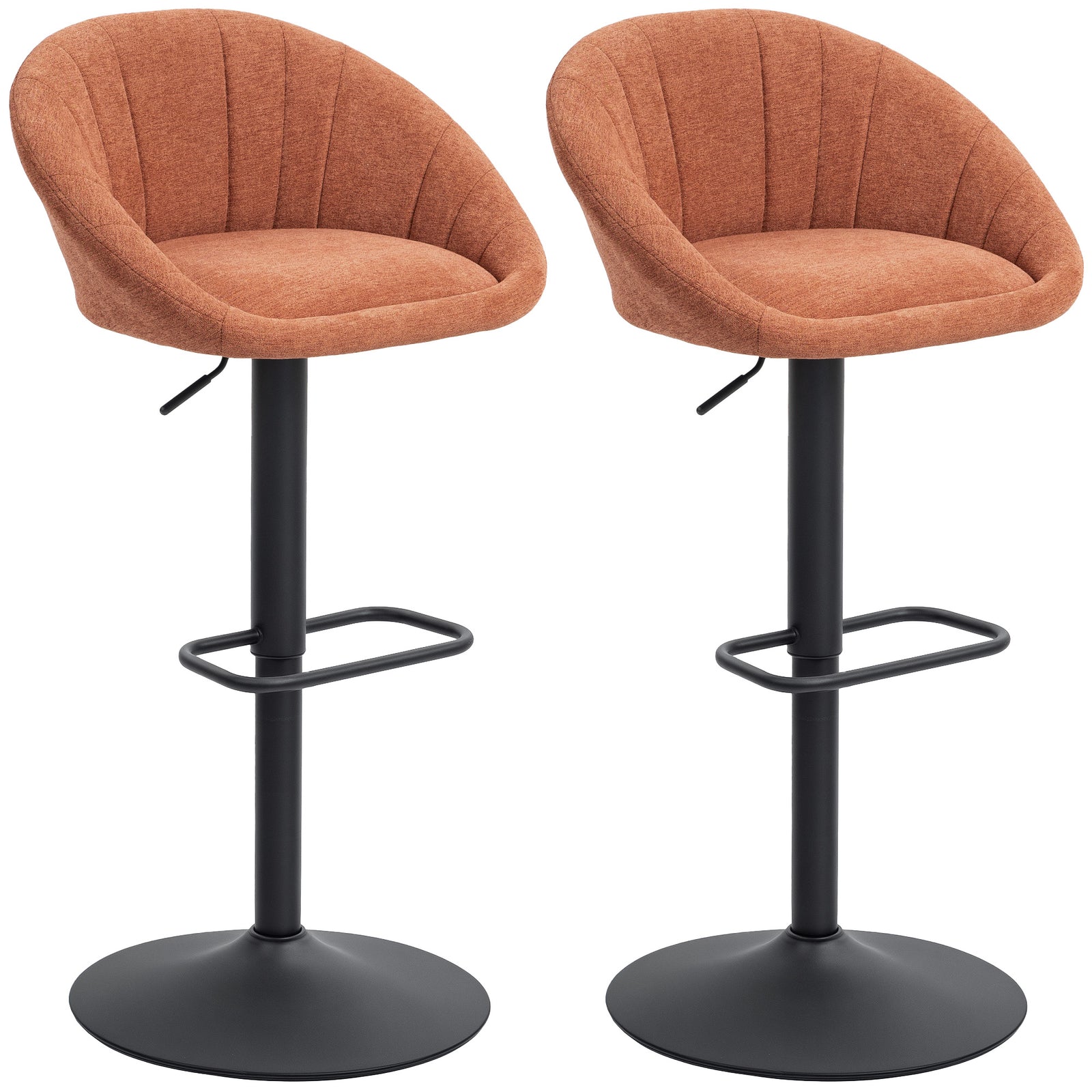 Swivel Bar Stools Set Of 2 Height Adjustable Bar Chairs | Orange