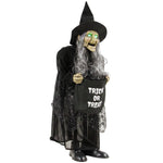 HOMCOM 37" Animated Witch Halloween Decoration With Light Up Eyes For Party