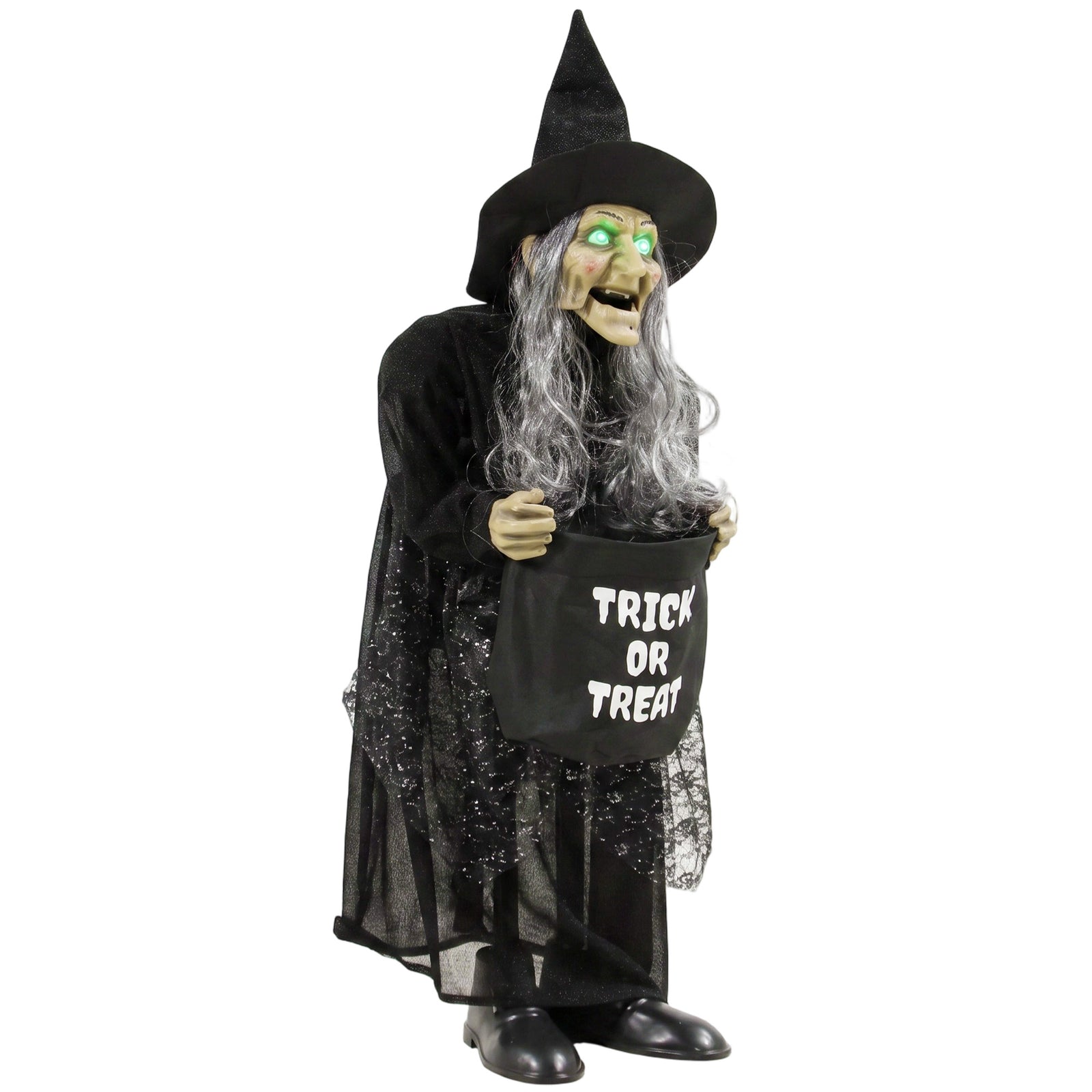 HOMCOM 37" Animated Witch Halloween Decoration With Light Up Eyes For Party