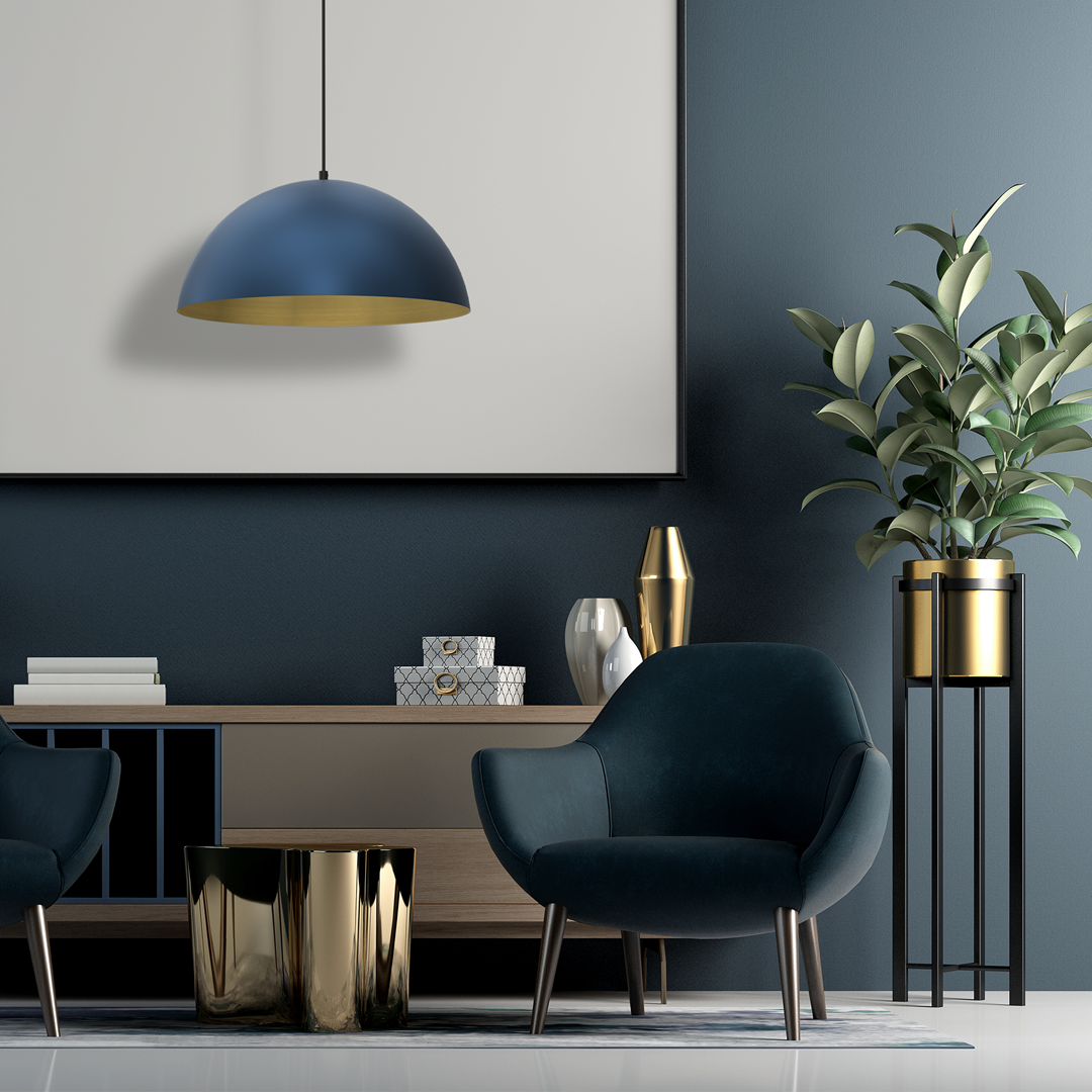 Beta Hand Made Designer Pendant Lamp 45cm 1xe27 | Navy Blue