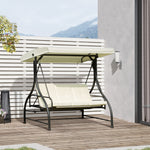 3 Seater Canopy Swing Chair Porch Hammock Bed Rocking Bench | Cream