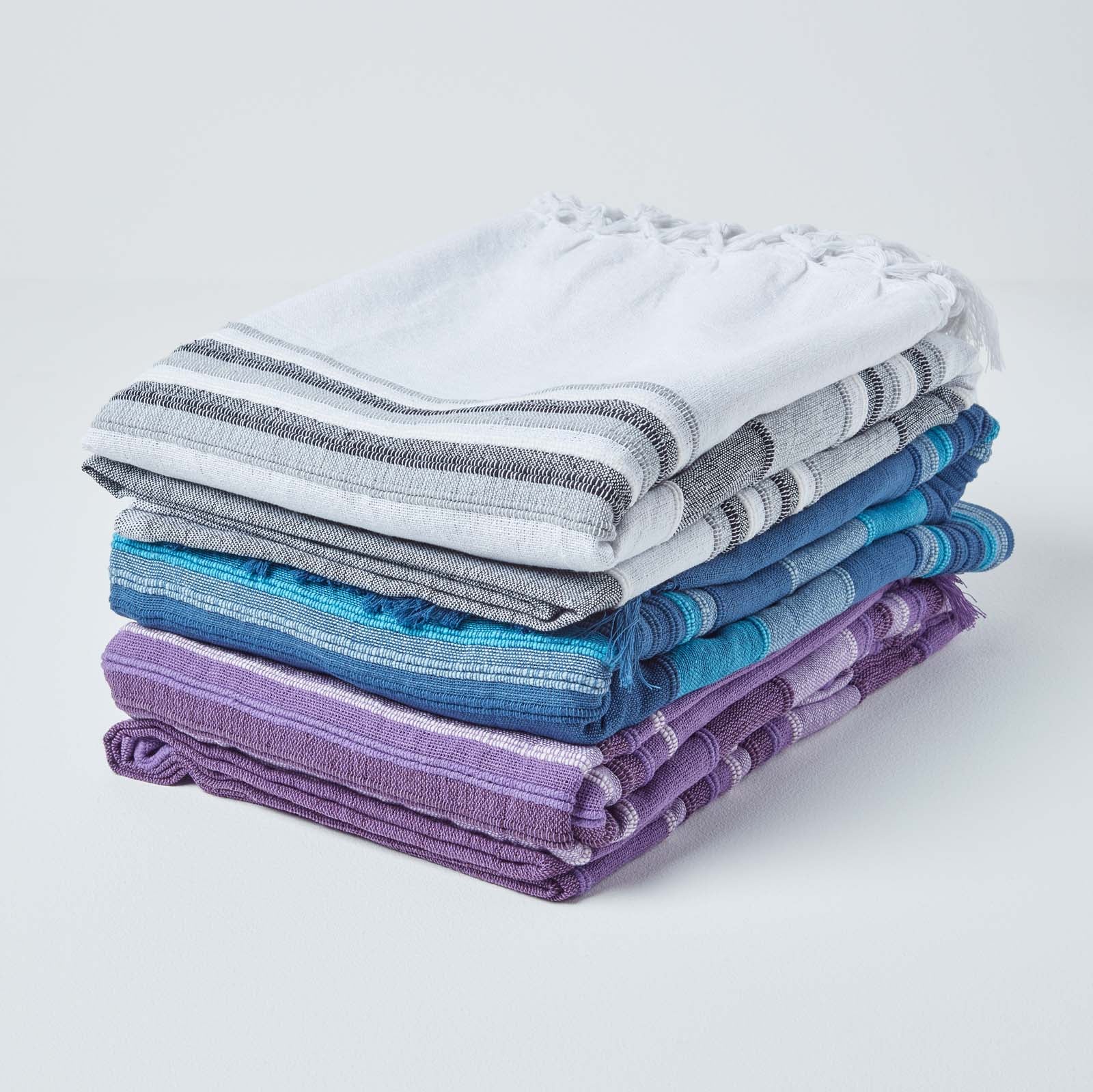 Cotton Morocco Striped Throw | 225cm x 255cm | Mauve