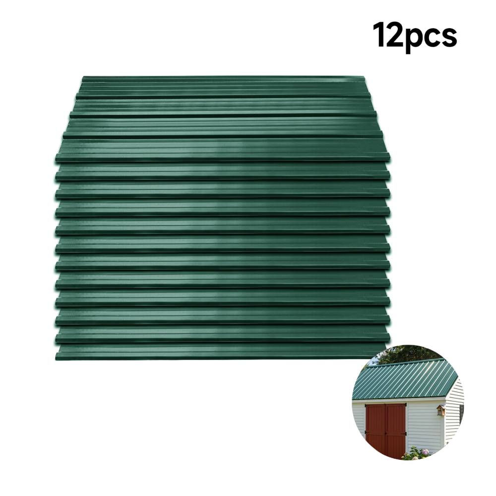 12pcs Galvanised Steel Corrugated Roofing Sheets | Green