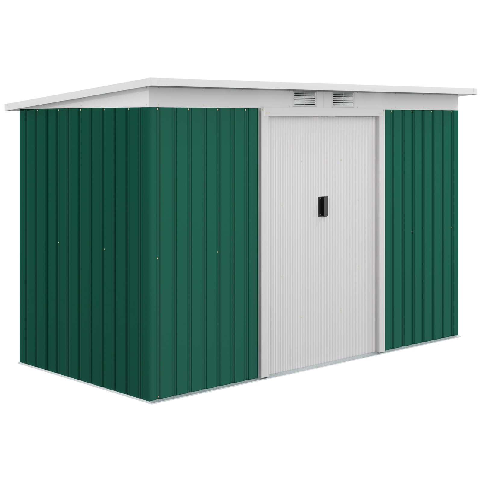 9 X 4ft Outdoor Metal Frame Garden Storage Shed W/ 2 Door | Dark Green