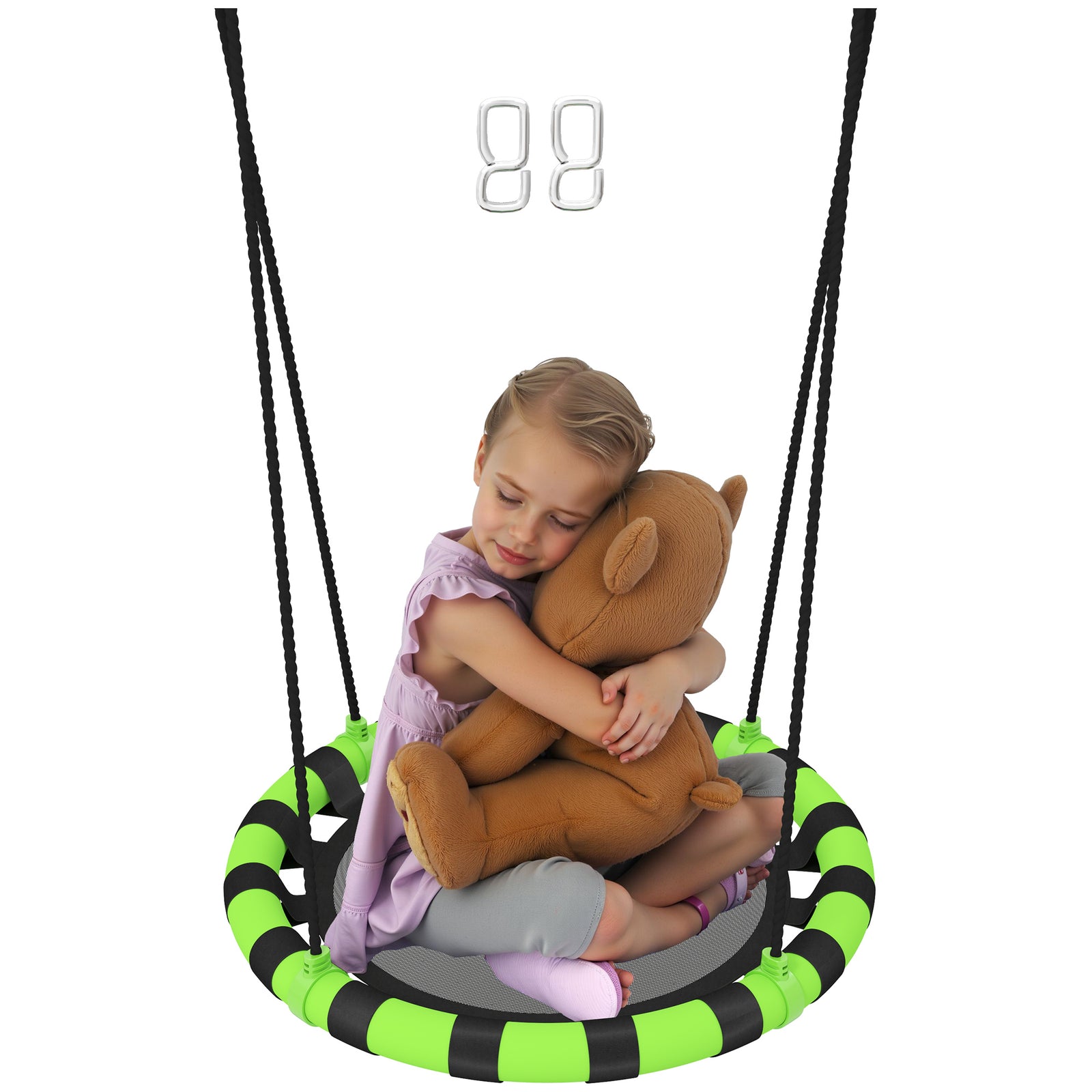 Kid Nest Swing Seat, Hanging Swing Set With Height Adjustable Ropes | Small | Black