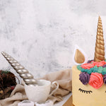 Large Unicorn Cake Decoration  With 1 Horn, 2 Ears And 2 Eyelashes, Silver
