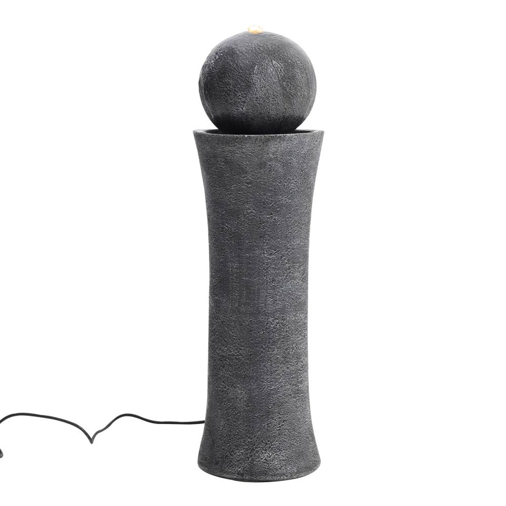 Outdoor Modern Cylindrical Water Polo Fountain With Warm Light