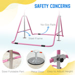Kids Gymnastic Bar W/ Adjustable Height, Foldable Training Bar | Pink