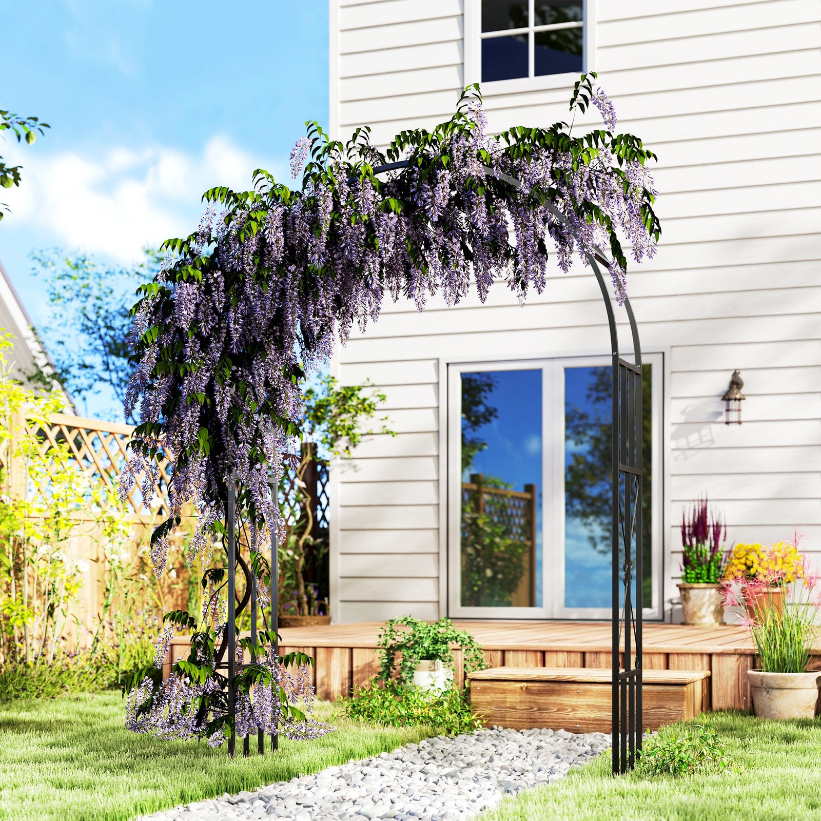 Steel Garden Arch, 2.2m High X 1.5m Wide Metal Garden Trelli