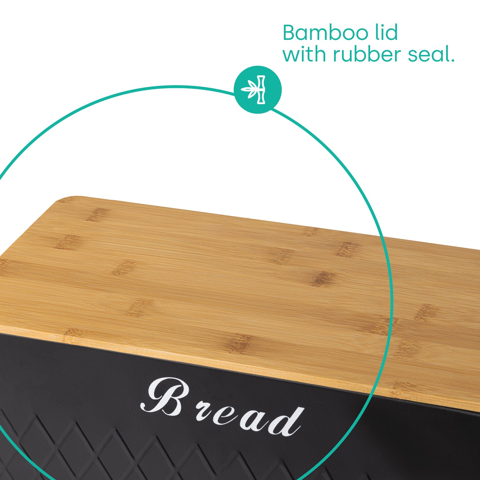 Matt Bread Bin & Canister Set - Black/bamboo