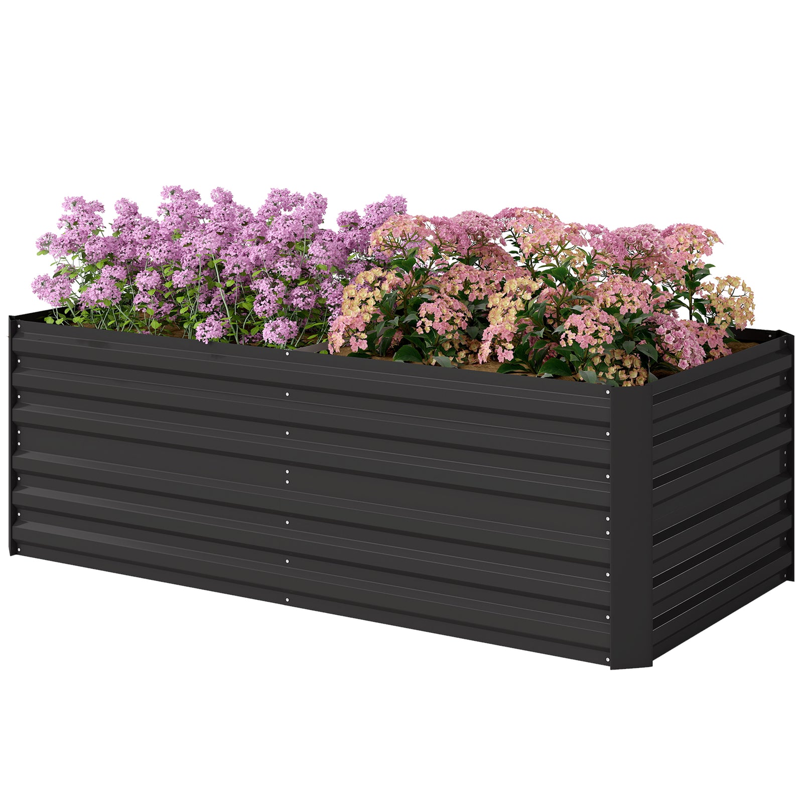 Galvanised Steel Outdoor Raised Bed W/ Reinforced Rods | Black