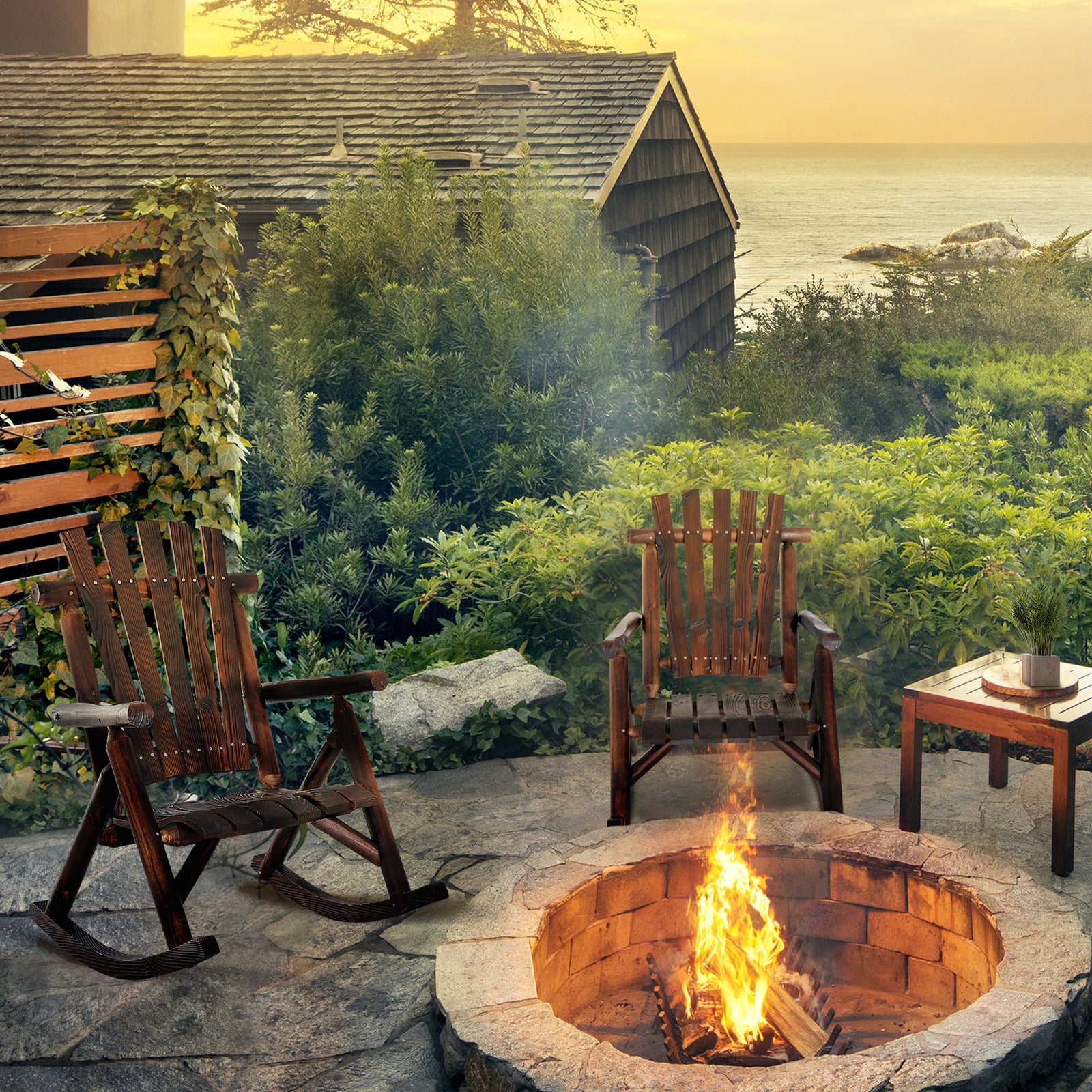 Patio Adirondack Rocking Chair, Rustic Fir