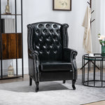 Chesterfield Style Wing Back Armchair Tufted Accent Chair | One Size | Black