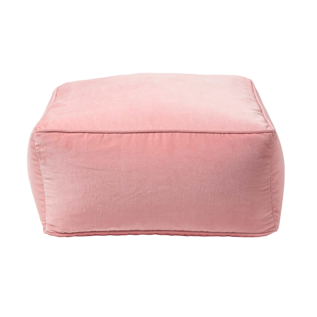 Velvet Pouffe Bean Cube | 60cm x 60cm | Pink