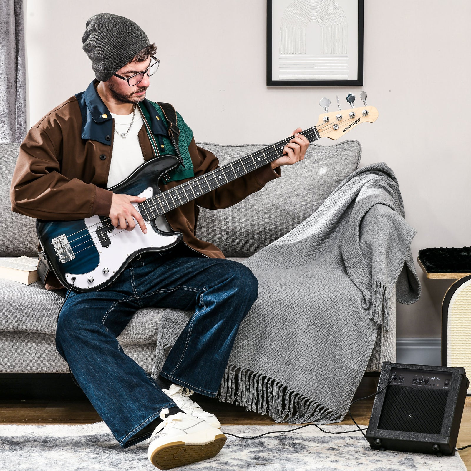 SPORTNOW 4 String Full Size Electric Bass Guitar For Beginner