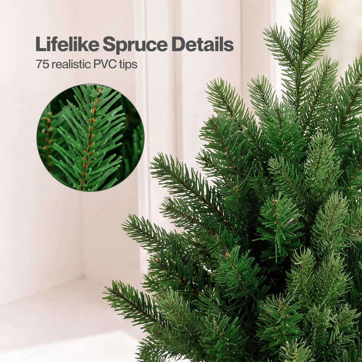 Santaco Christmas Tree 63cm Xmas Spruce 75 Pvc Tip Indoor Cement Base Green
