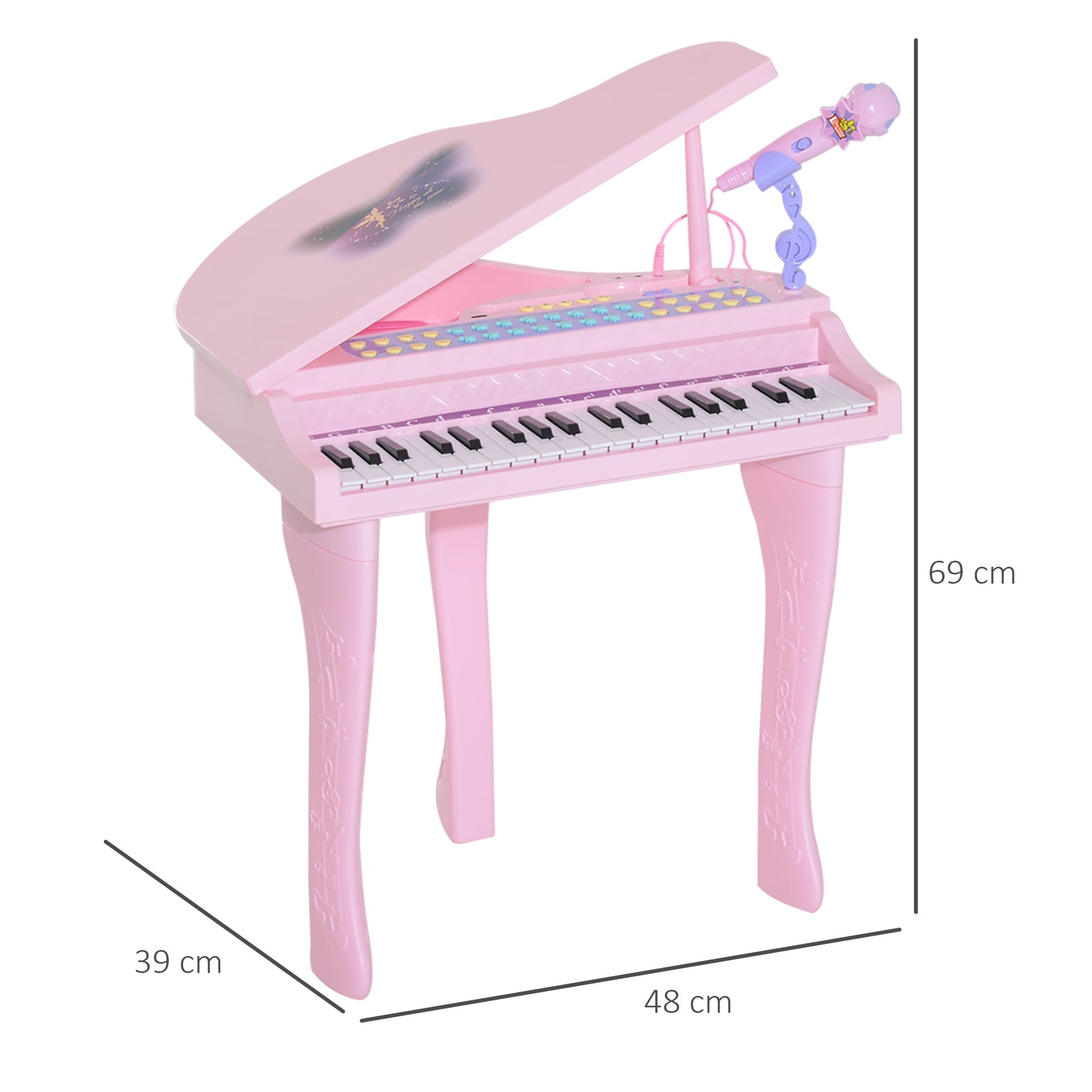 37 Key Musical Mini Piano Electrionic Keyboard Microphone Stool | Pink