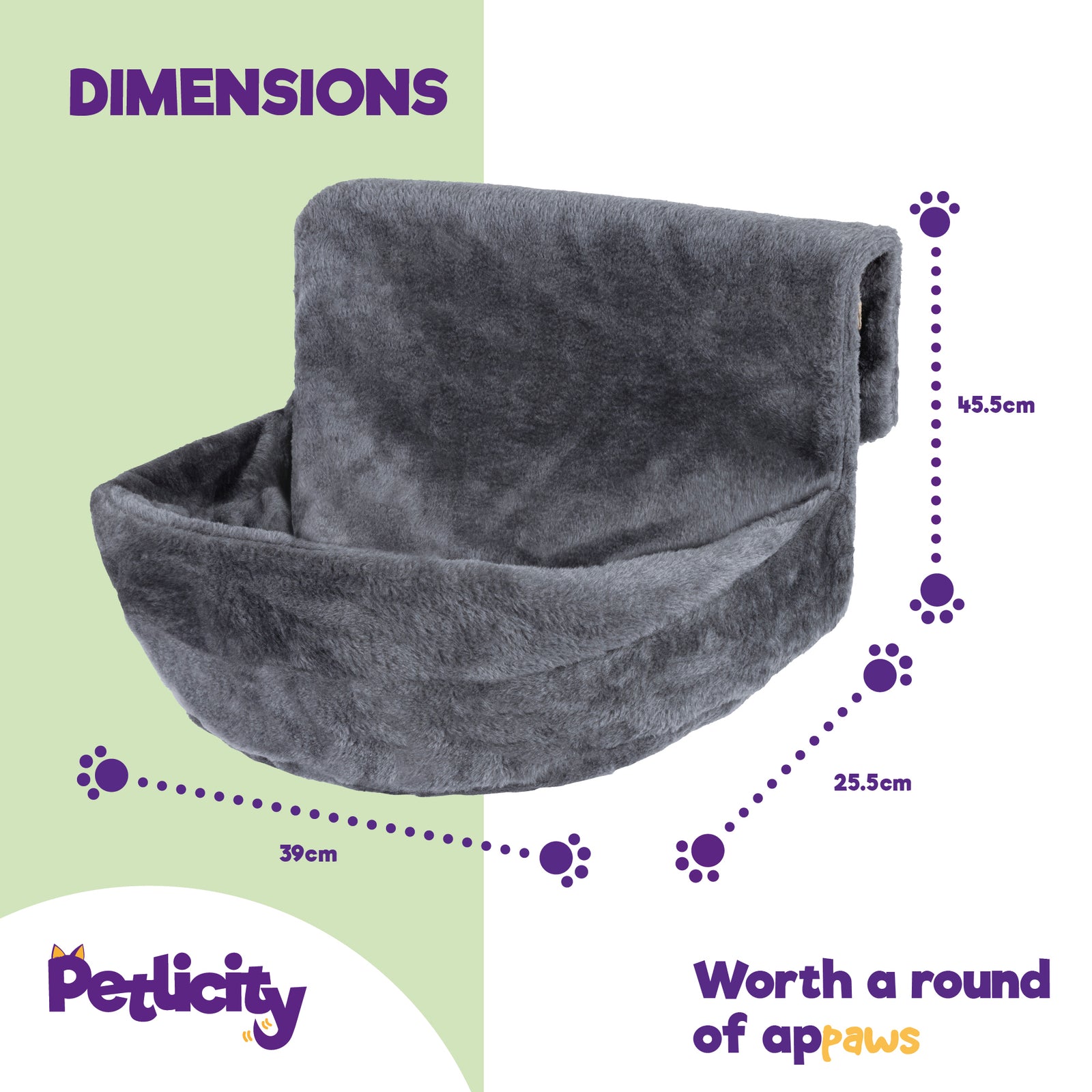 Petlicity Round Grey Radiator Cat Bed With Removable Washable Faux Fur Cover