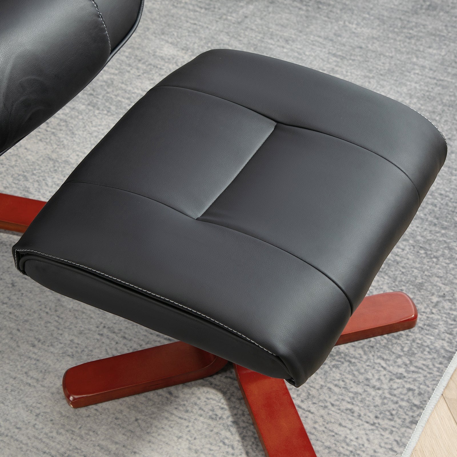 Reclining Armchair With Footstool And Adjustable Backrest | One Size | Black