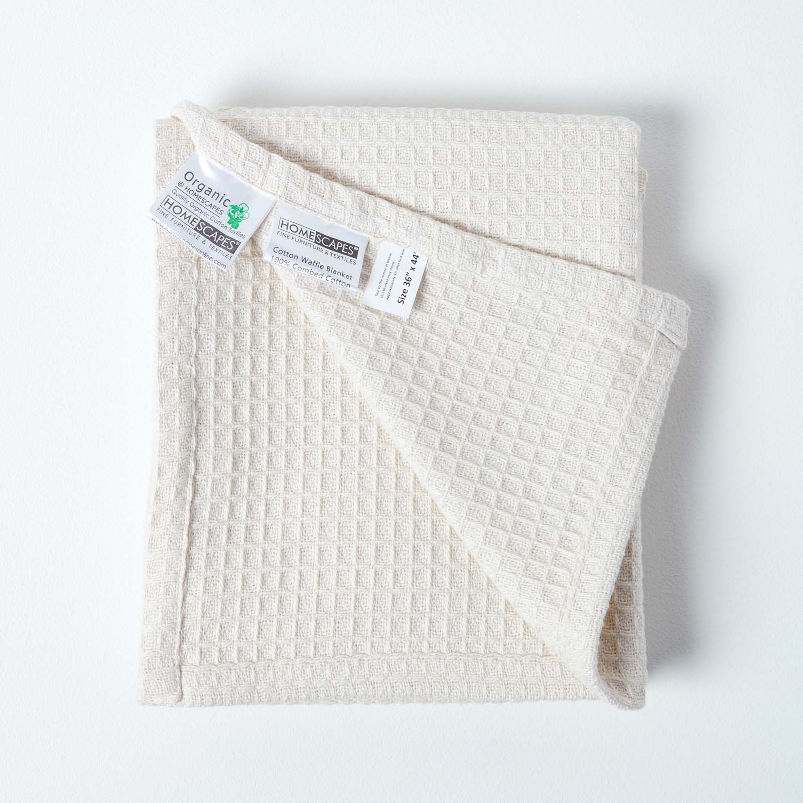 Organic Cotton Waffle Blanket/ Throw | 125cm x 150cm | Natural