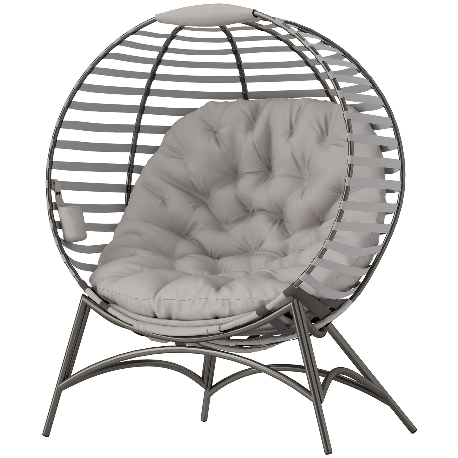 Egg Chair W/ Cushion, Light Grey
