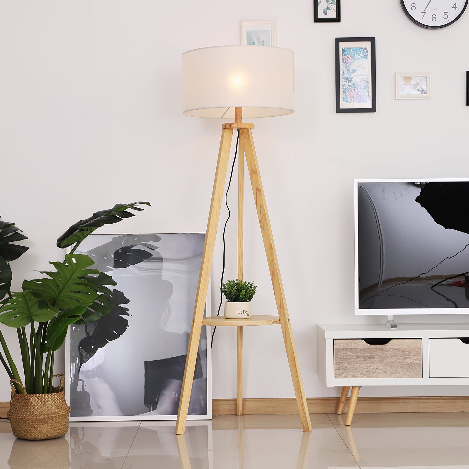 Floor Lamp Bedside Light  Free Standing Tripod Holder