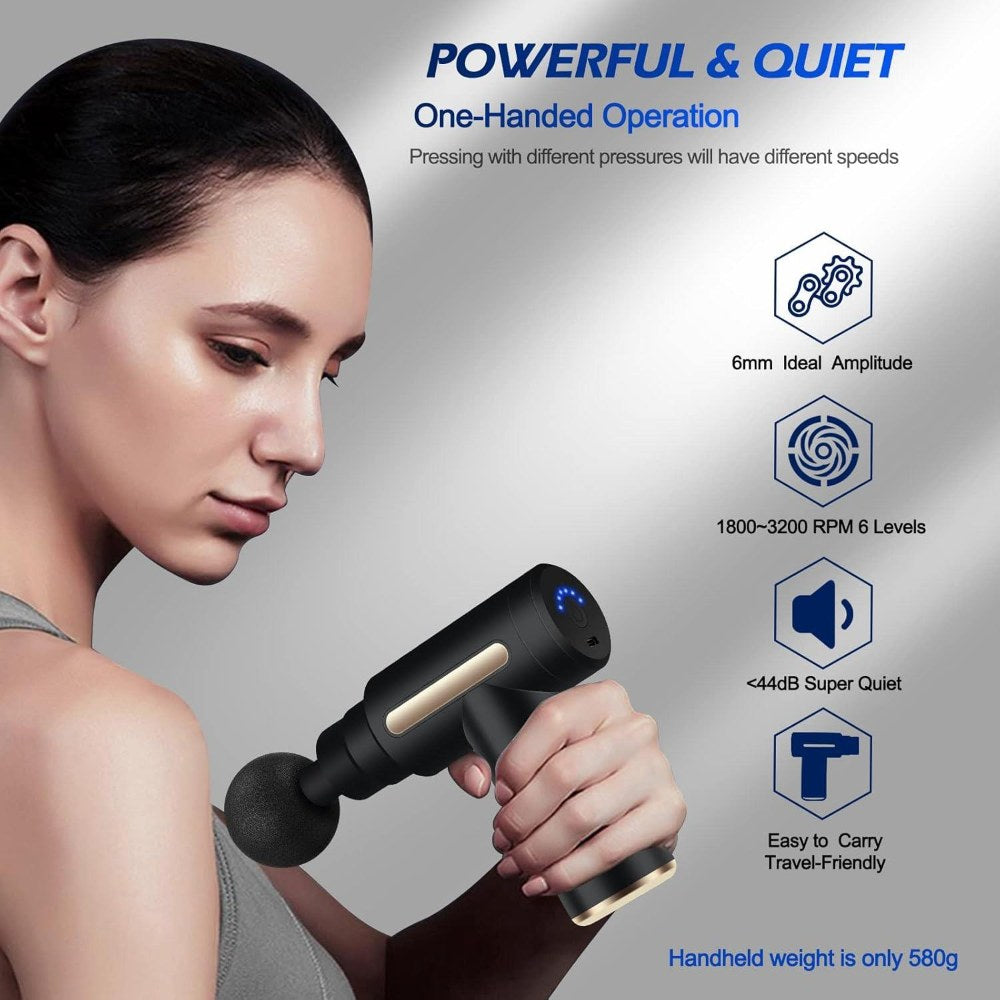 Dyzi Mini Massage Gun Deep Tissue Portable 6 Speeds Handheld Muscle Massager