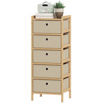HOMCOM Chest Of Drawers, 5 Drawers Dresser With Bamboo Frame