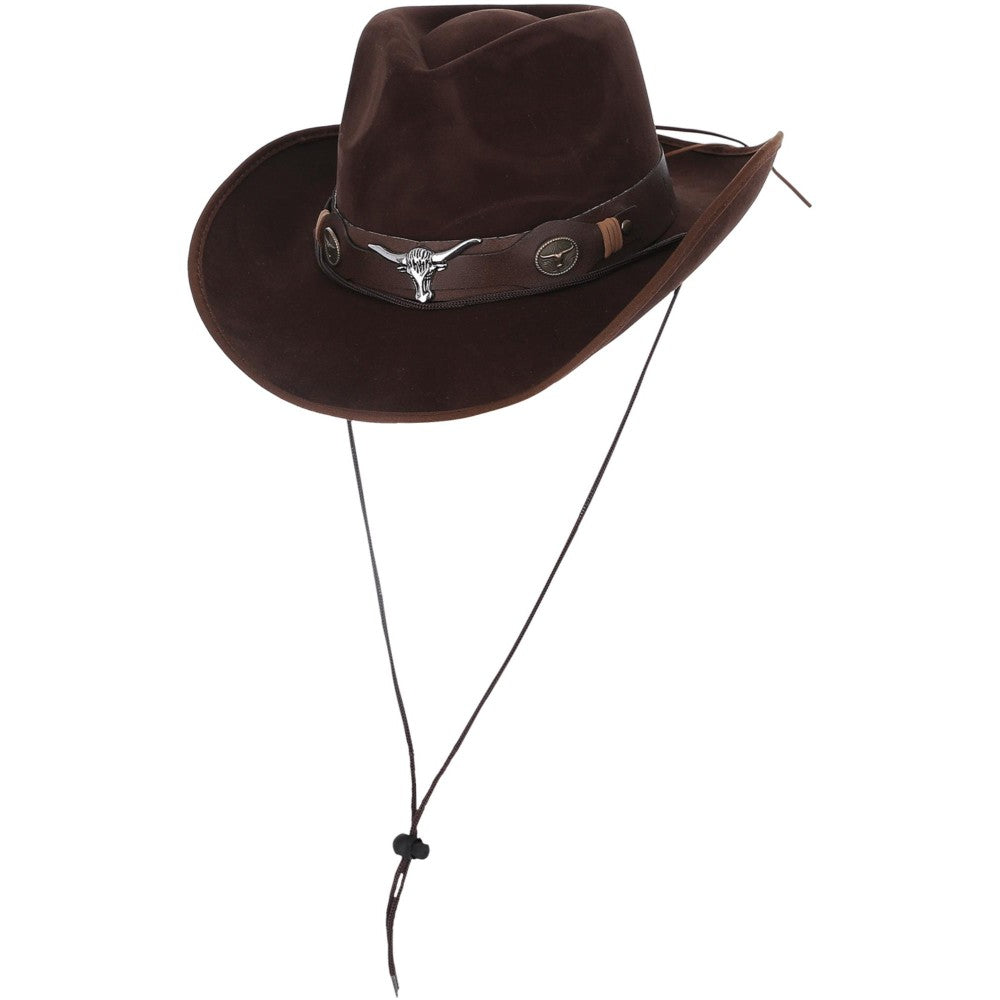 Brown Mock Leather Western Cowboy Hat